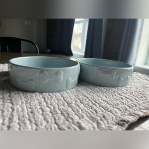 Ceramic Dog Bowls - Light Blue